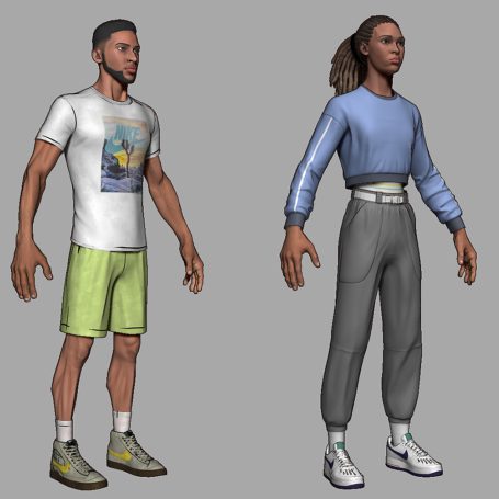 moeldado 3d estilo cartoon para anumcio de Nike de Brittney Griner y Ben Simmons 